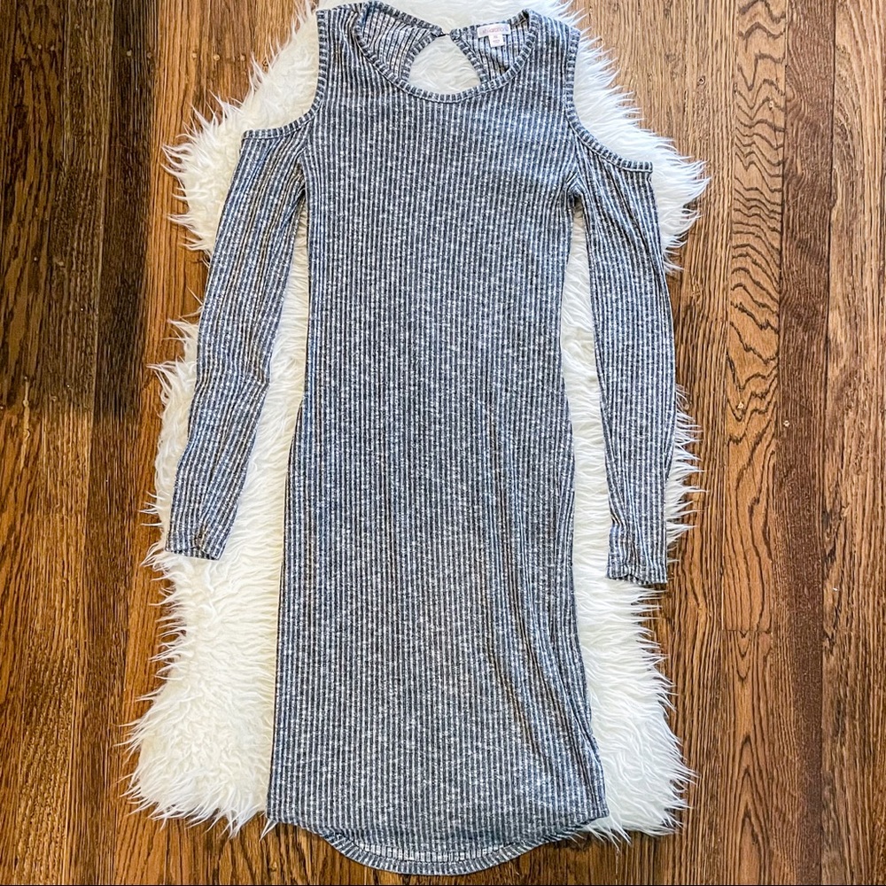 COLD SHOULDER SWEATER DRESS